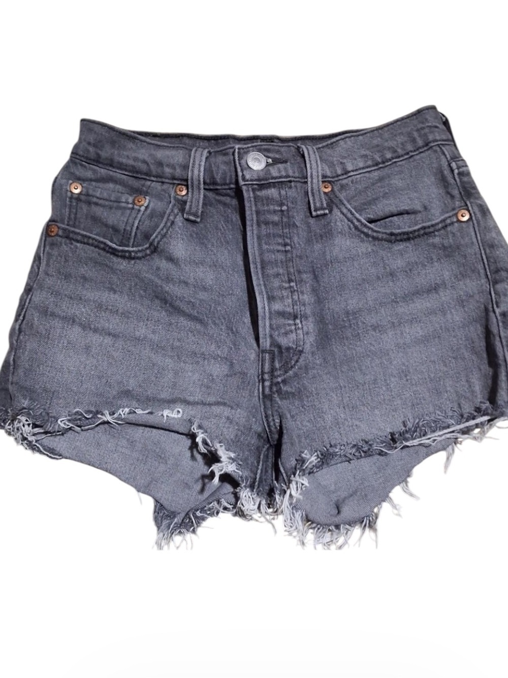 Levi's Charcoal Frayed Hem Jean Shorts